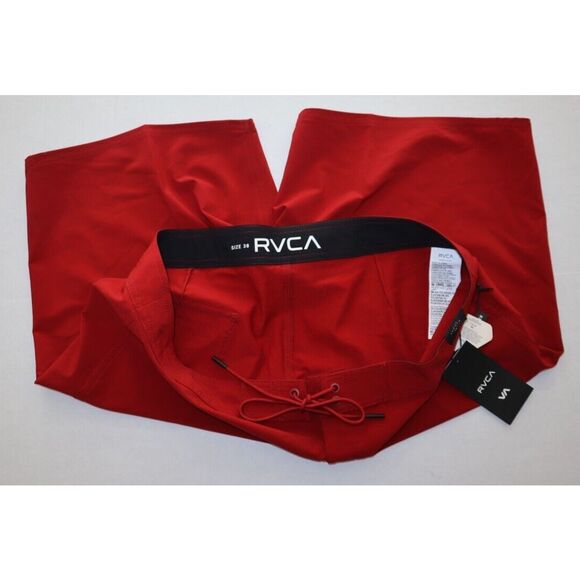 RVCA AVYBS00193 Men's Sz 38 Cardinal Red Dobby 4-Way Stretch 19" Boardshorts - Picture 5 of 9